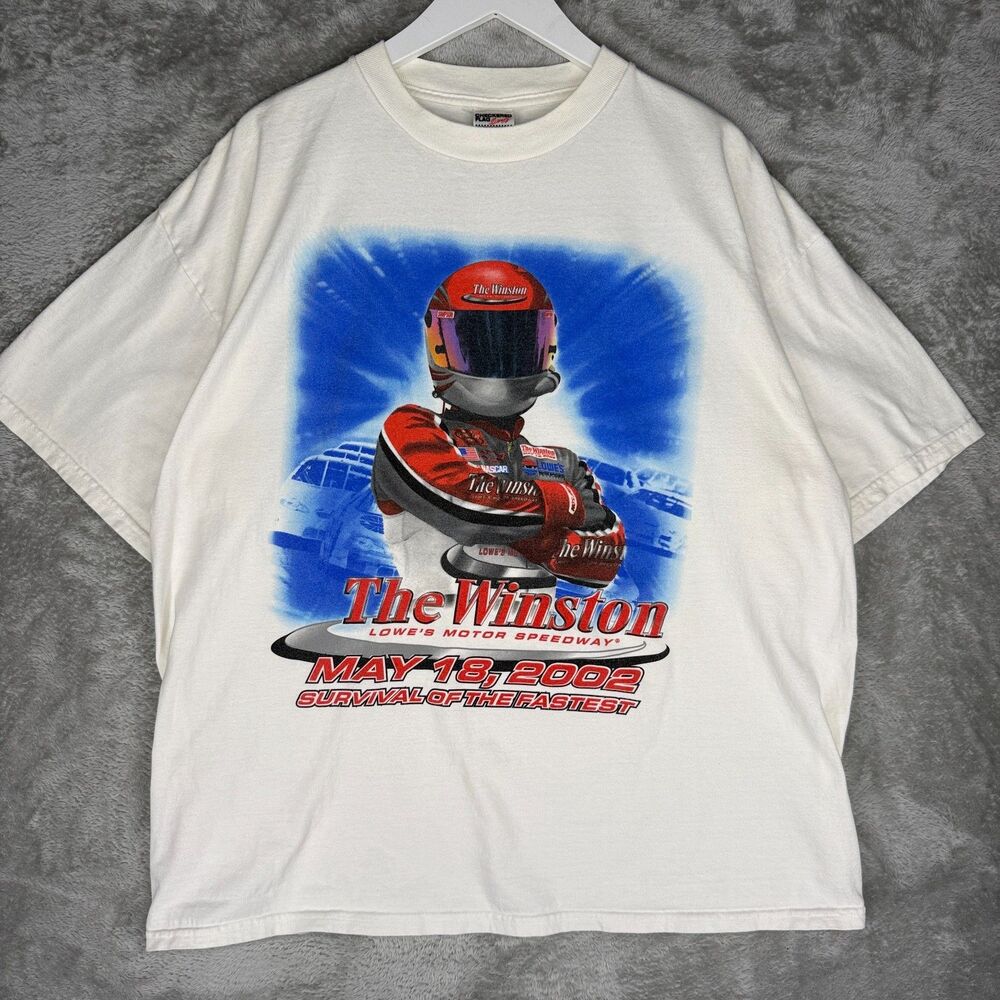 Vtg The Winston T-Shirt Mens 2XL Lowes Motor Speedway 2002 Racing Tee Nascar Tee